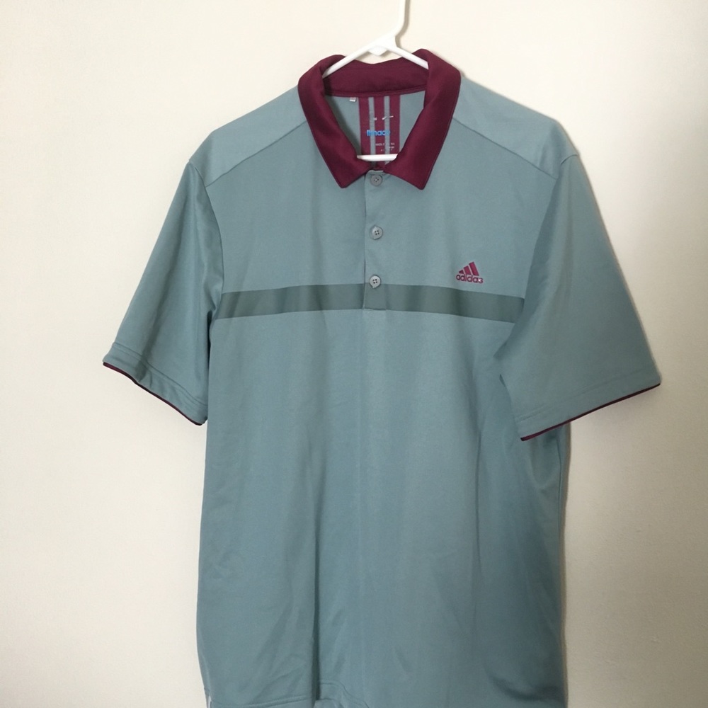 Adidas climacool Spruce and burgundy polo size L